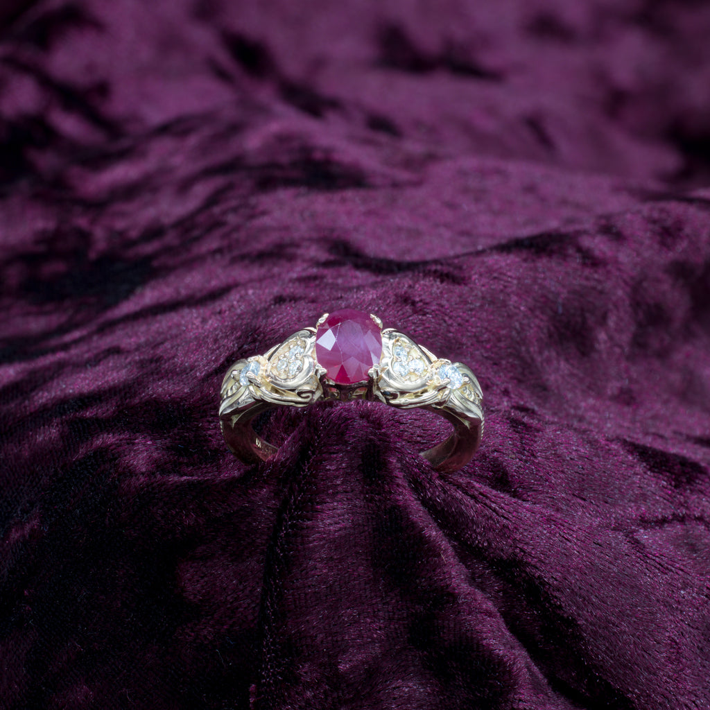 Anillo con rubí natural en Oro 18k - Anillo de mujer Pandona