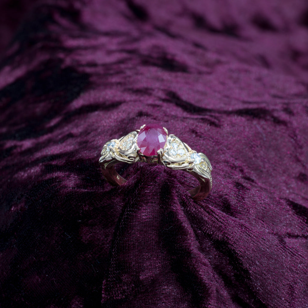 Anillo con rubí natural en Oro 18k - Anillo de mujer Pandona