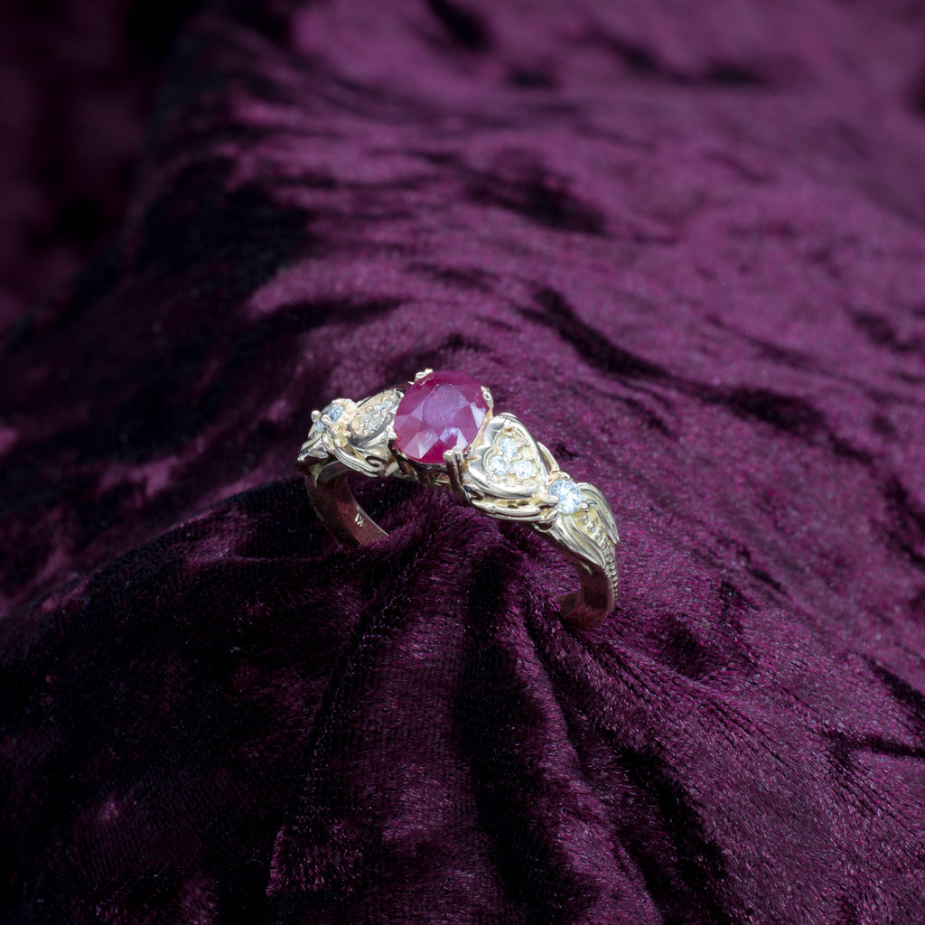 Anillo con rubí natural en Oro 18k - Anillo de mujer Pandona