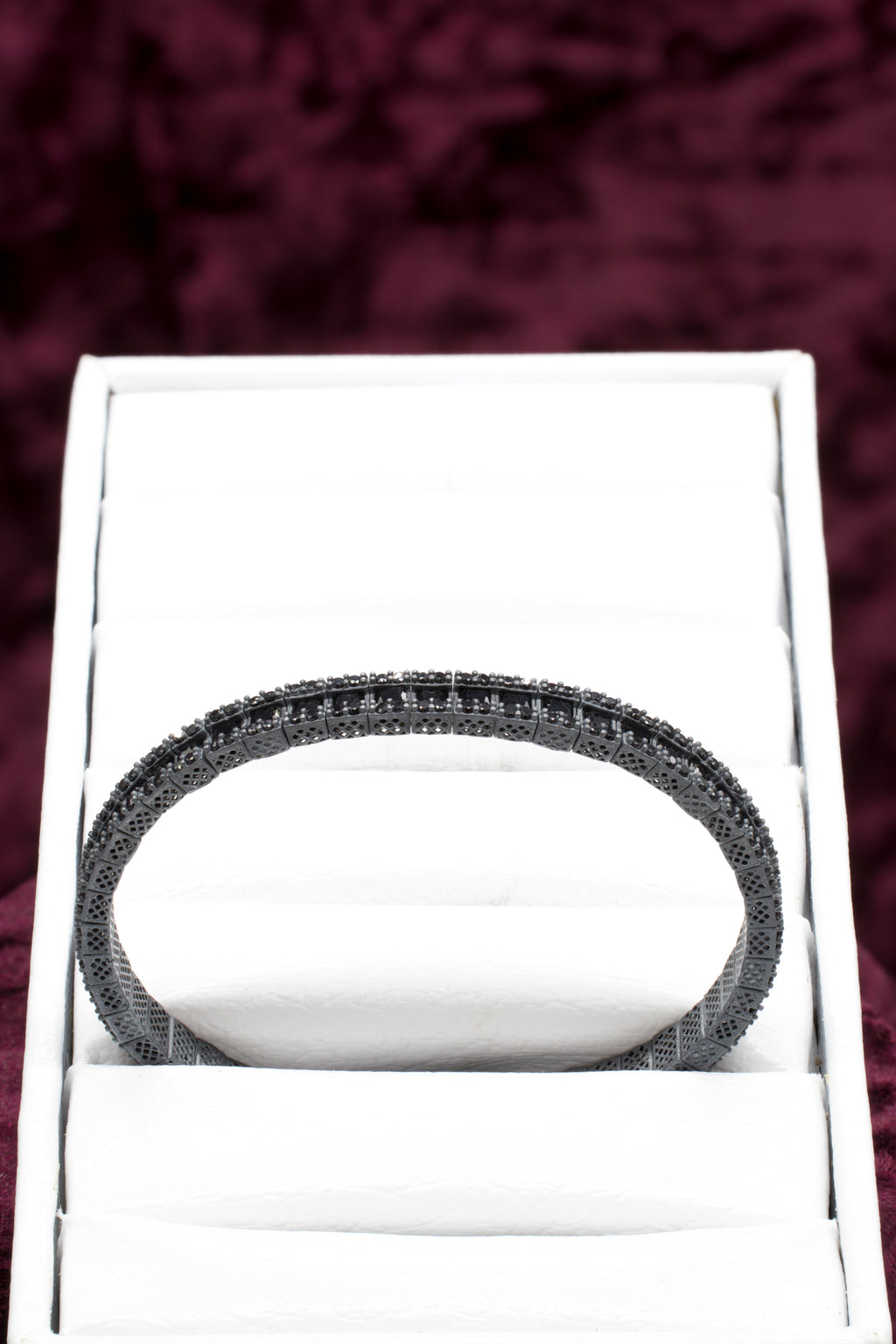 Pulsera tenis con micro circones negros y plata quemada