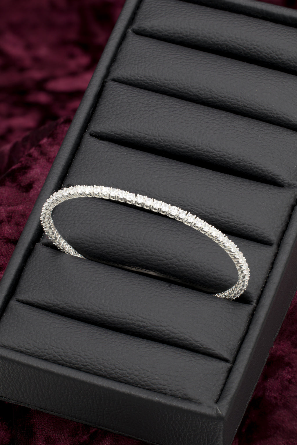 Pulsera tenis con micro circones de plata para mujer