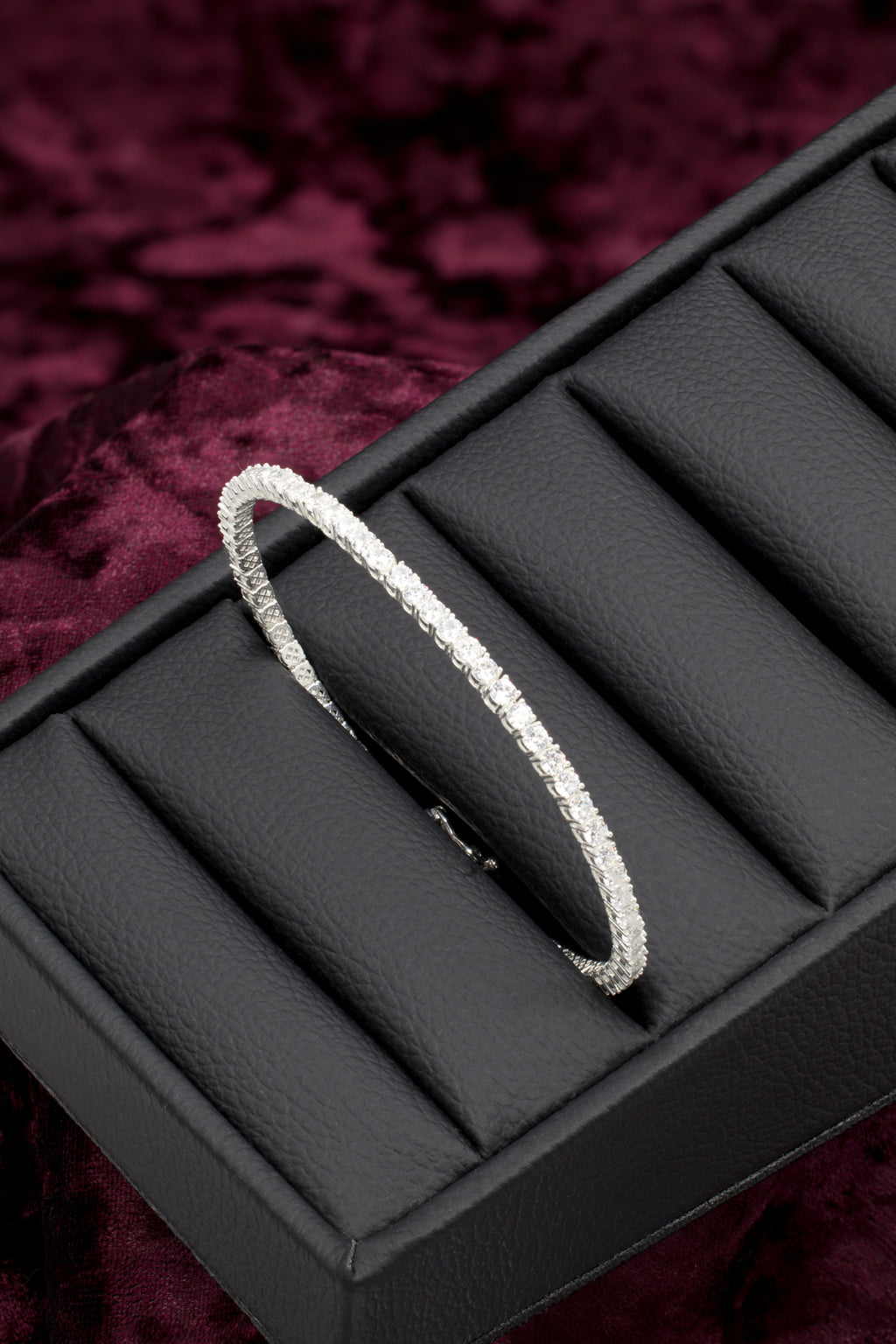 Pulsera tenis con micro circones de plata para mujer